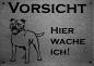 Preview: Edelstahl Warnschild Staffordshire Bullterrier VORSICHT Hier wache ich!